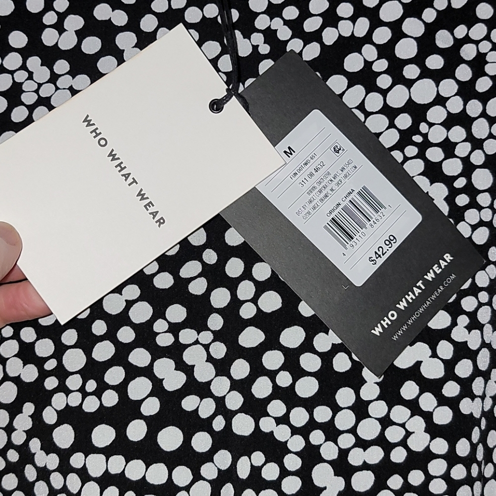 New!Black & White Polka Dot Midi dress - Picture 5 of 11